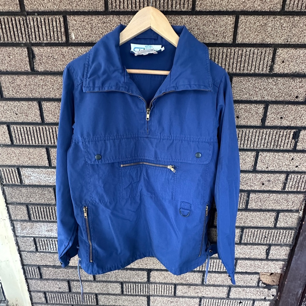 Skitique Navy Blue gold zippered Women’s Vintage Jacket Size Large